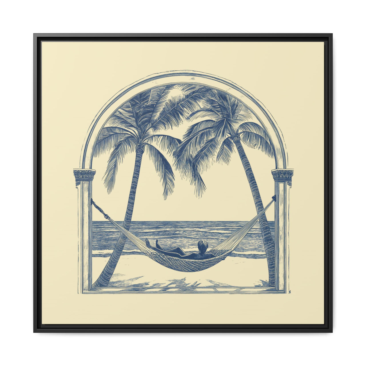 Palm Retreat Hammock Canvas Wall Art with Frame