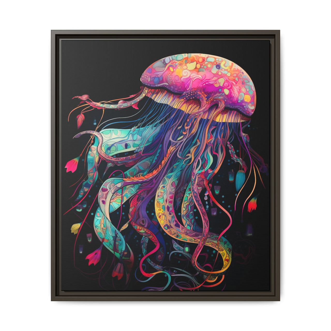 Celestial Drifter Jellyfish Canvas Wall Art with Frame