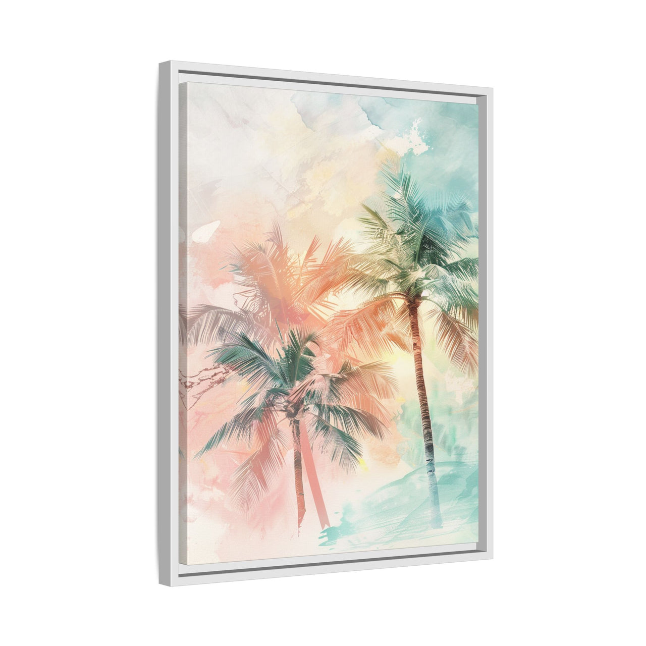 Palm Glow Canvas Wall Art with Frame