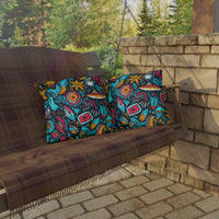 Thumbnail for Beach Graffiti Blues Outdoor Throw Pillow