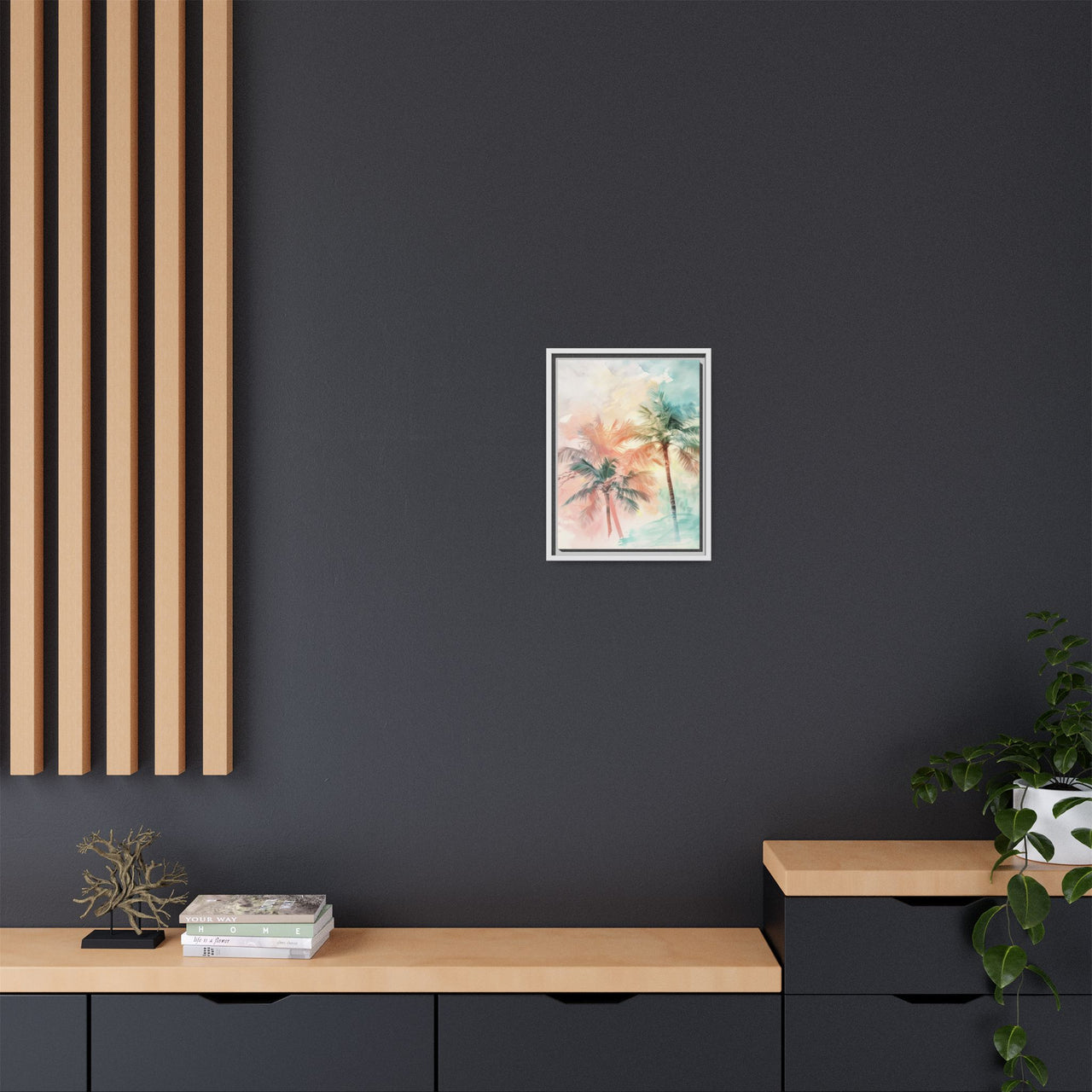 Palm Glow Canvas Wall Art with Frame