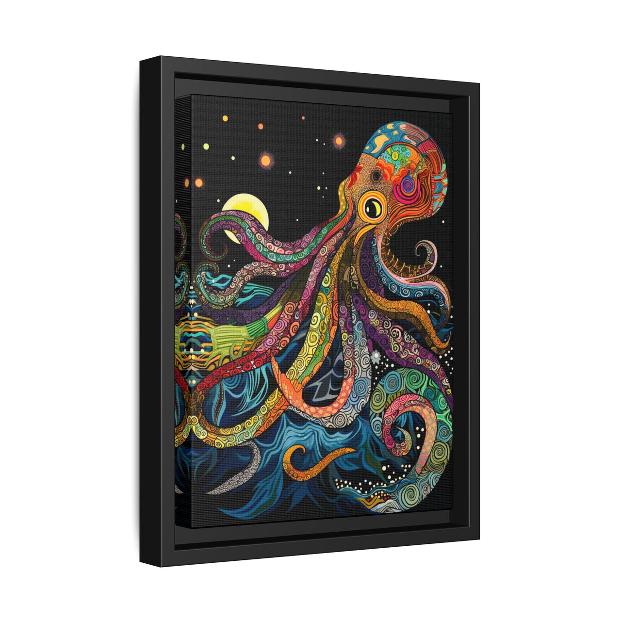 Midnight Depths Octopus Canvas Wall Art with Frame