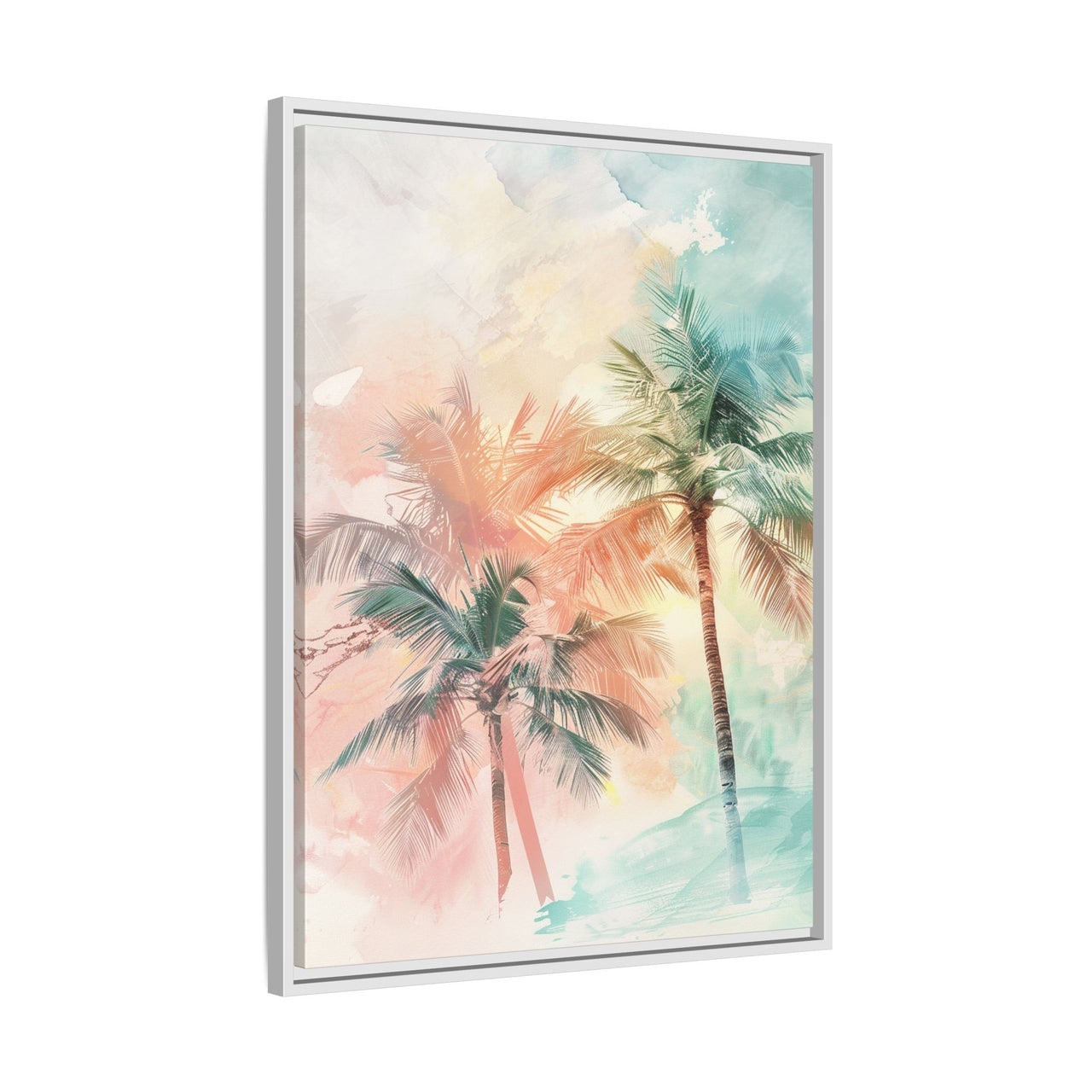Palm Glow Canvas Wall Art with Frame