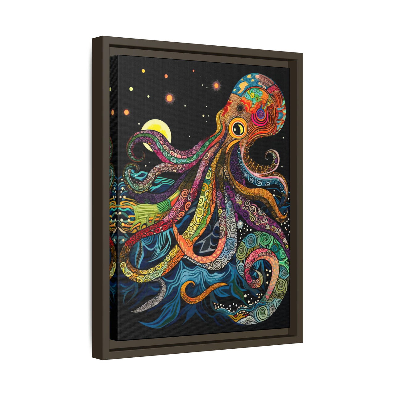 Midnight Depths Octopus Canvas Wall Art with Frame