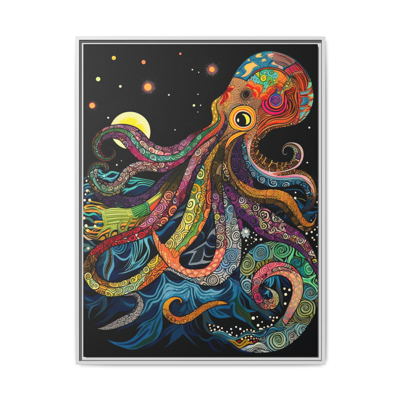 Midnight Depths Octopus Canvas Wall Art with Frame