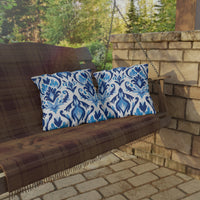 Thumbnail for Ikat Blues Outdoor Throw Pillow