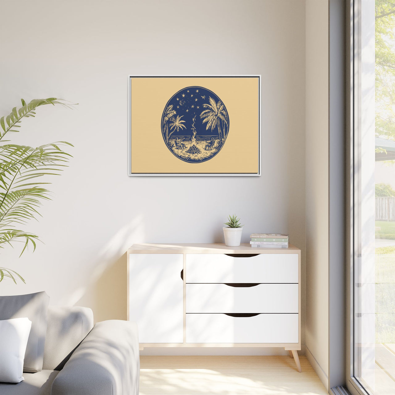 Beachfire Nights Canvas Wall Art with Frame