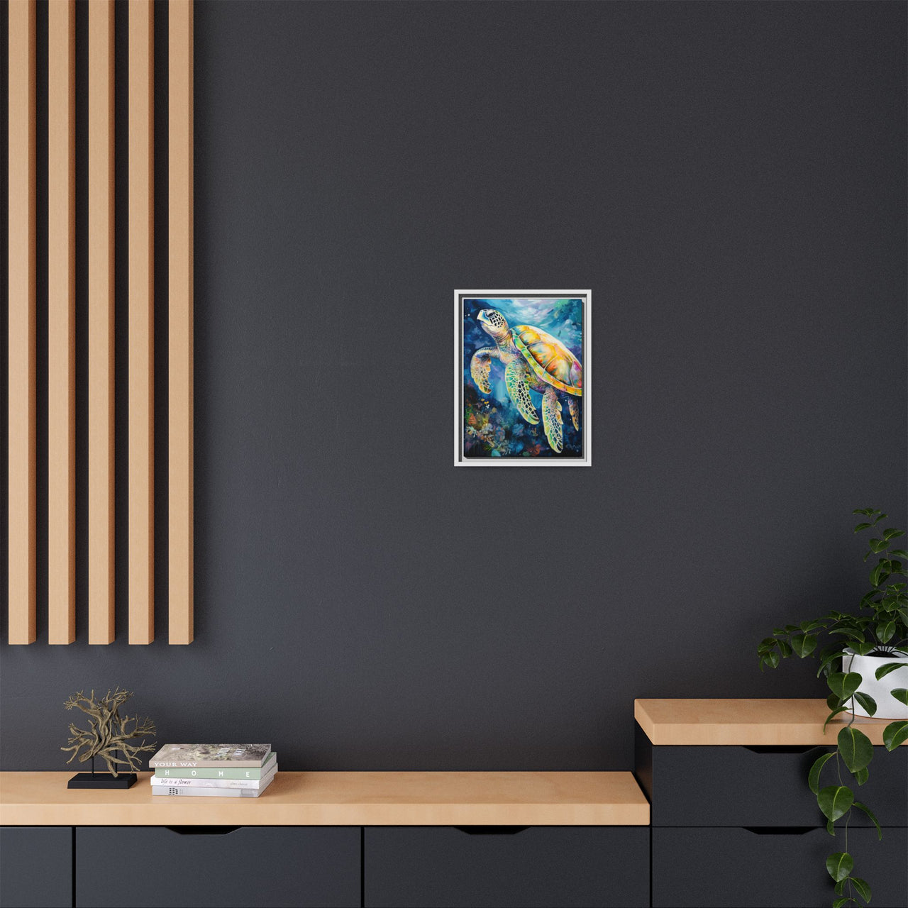 Gliding Turtle Canvas Wall Art with Frame