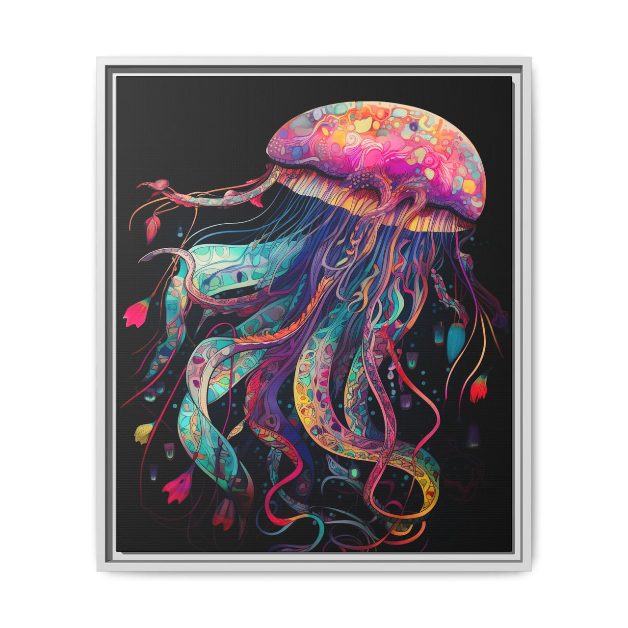 Celestial Drifter Jellyfish Canvas Wall Art with Frame