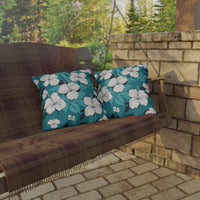 Thumbnail for Wooden swing with floral cushions on a stone patio