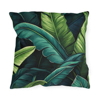 Thumbnail for Decorative pillow with green leaf pattern on a white background