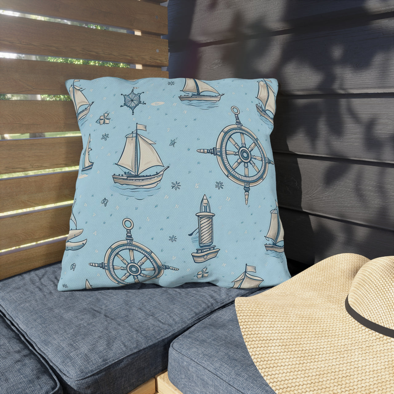 Nautical Notes Outdoor Throw Pillow