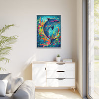 Thumbnail for Ocean Bloom Dolphin Canvas Wall Art with Frame