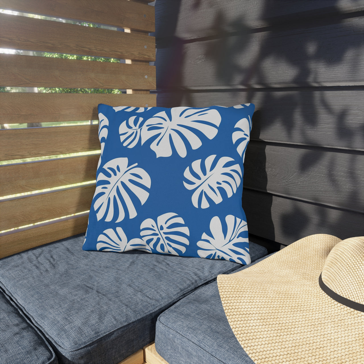 Monstera Marina Outdoor Throw Pillow