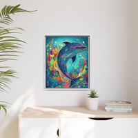 Thumbnail for Ocean Bloom Dolphin Canvas Wall Art with Frame