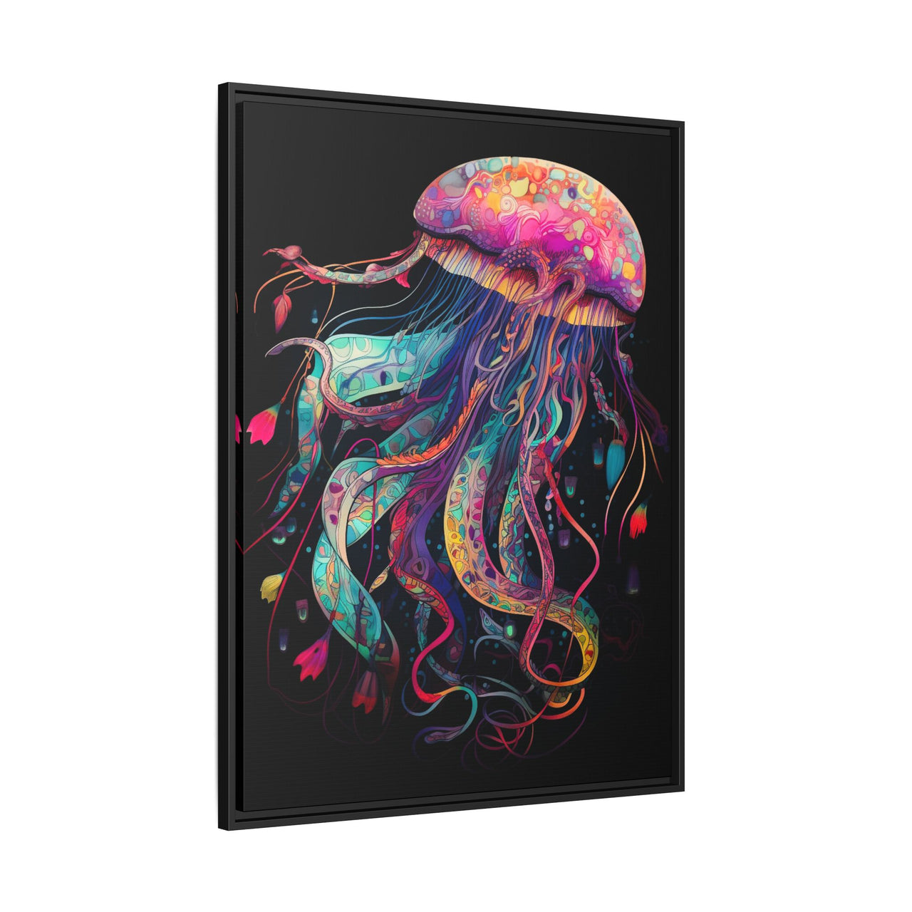 Celestial Drifter Jellyfish Canvas Wall Art with Frame