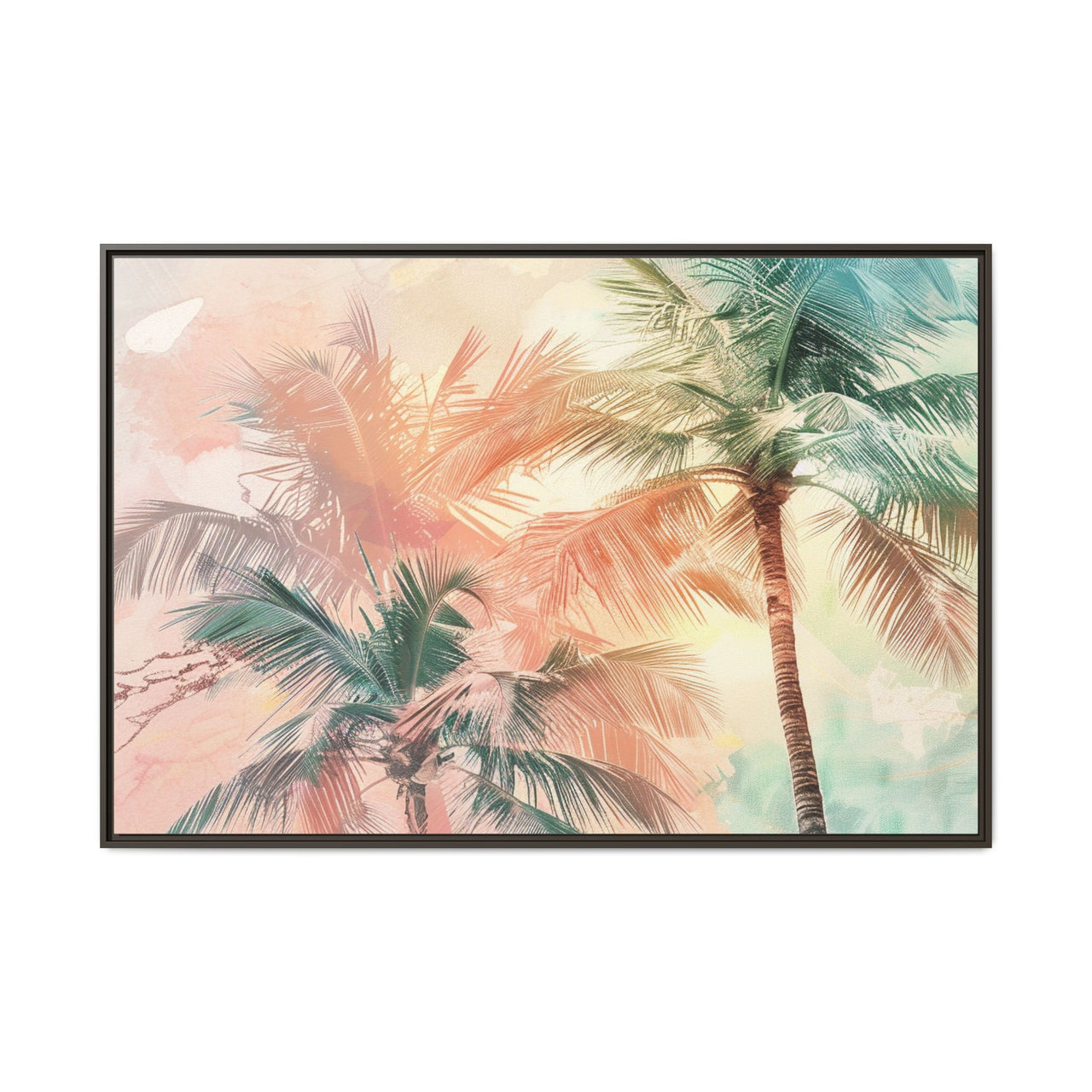 Palm Glow Canvas Wall Art with Frame