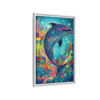 Thumbnail for Ocean Bloom Dolphin Canvas Wall Art with Frame
