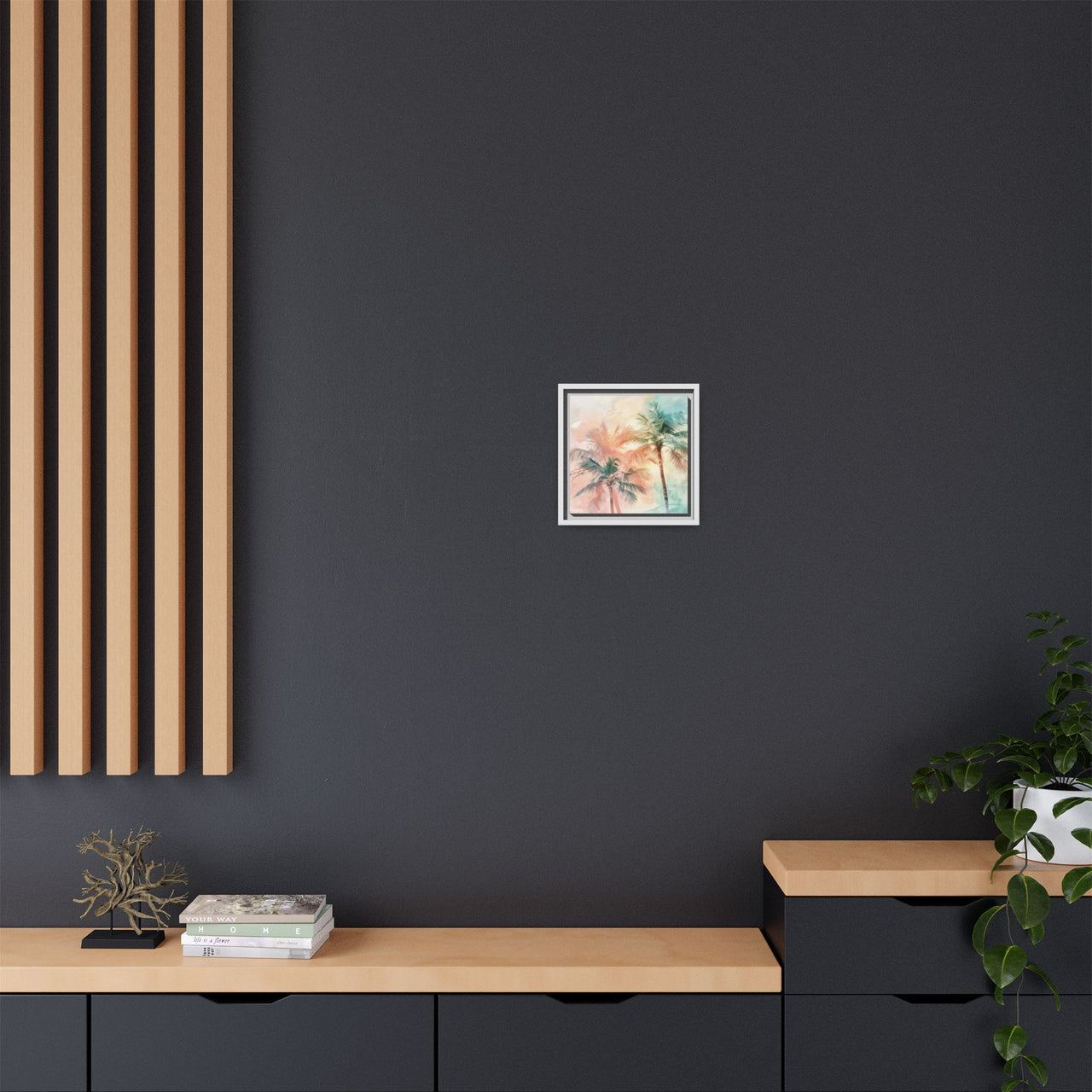 Palm Glow Canvas Wall Art with Frame