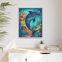 Thumbnail for Ocean Bloom Dolphin Canvas Wall Art with Frame