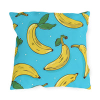 Thumbnail for Pillow with banana pattern on a blue background