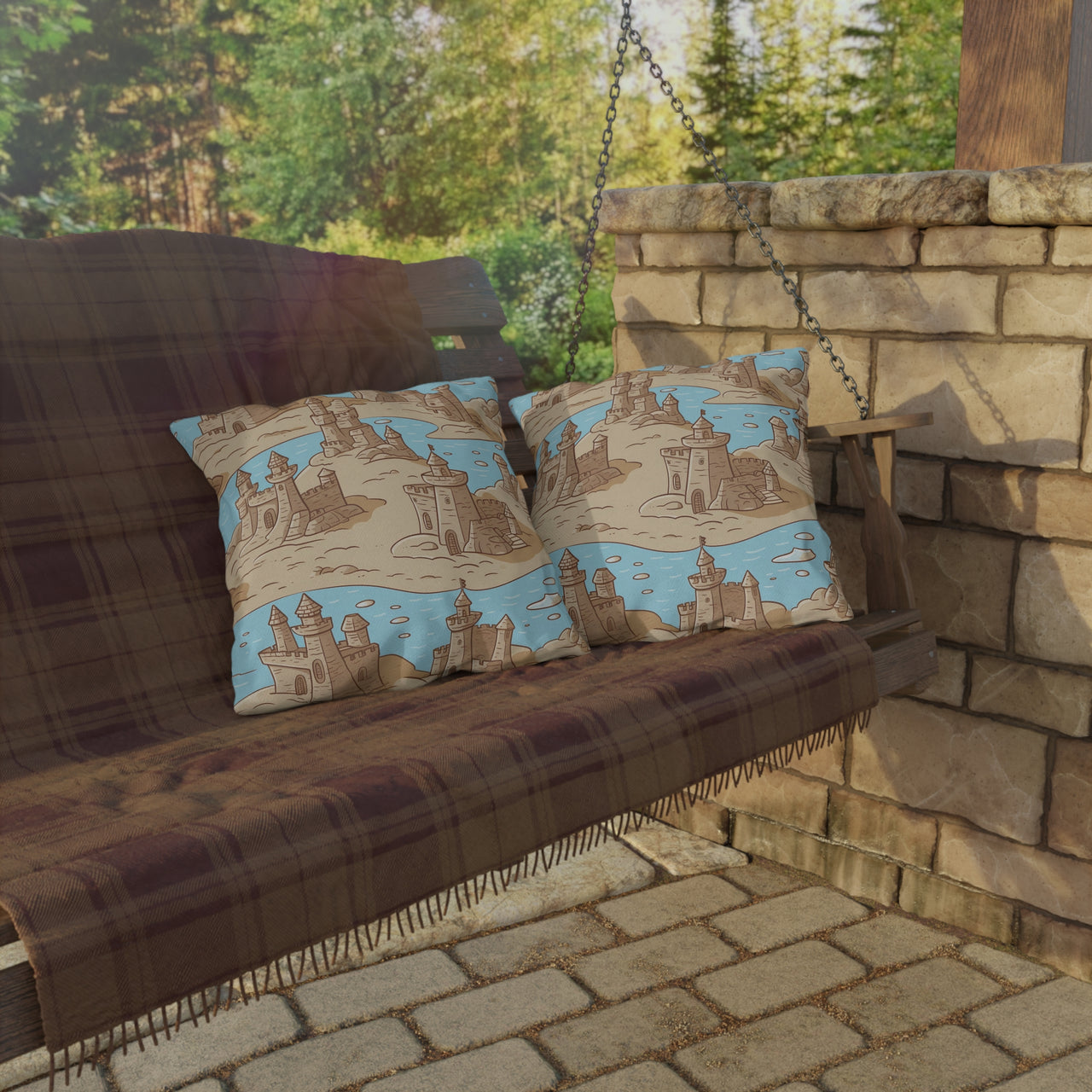 Sand Castles Outdoor Throw Pillow