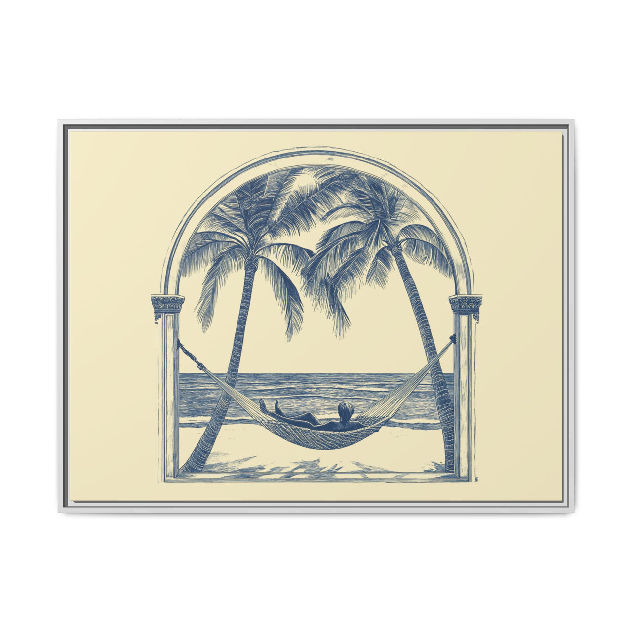 Palm Retreat Hammock Canvas Wall Art with Frame