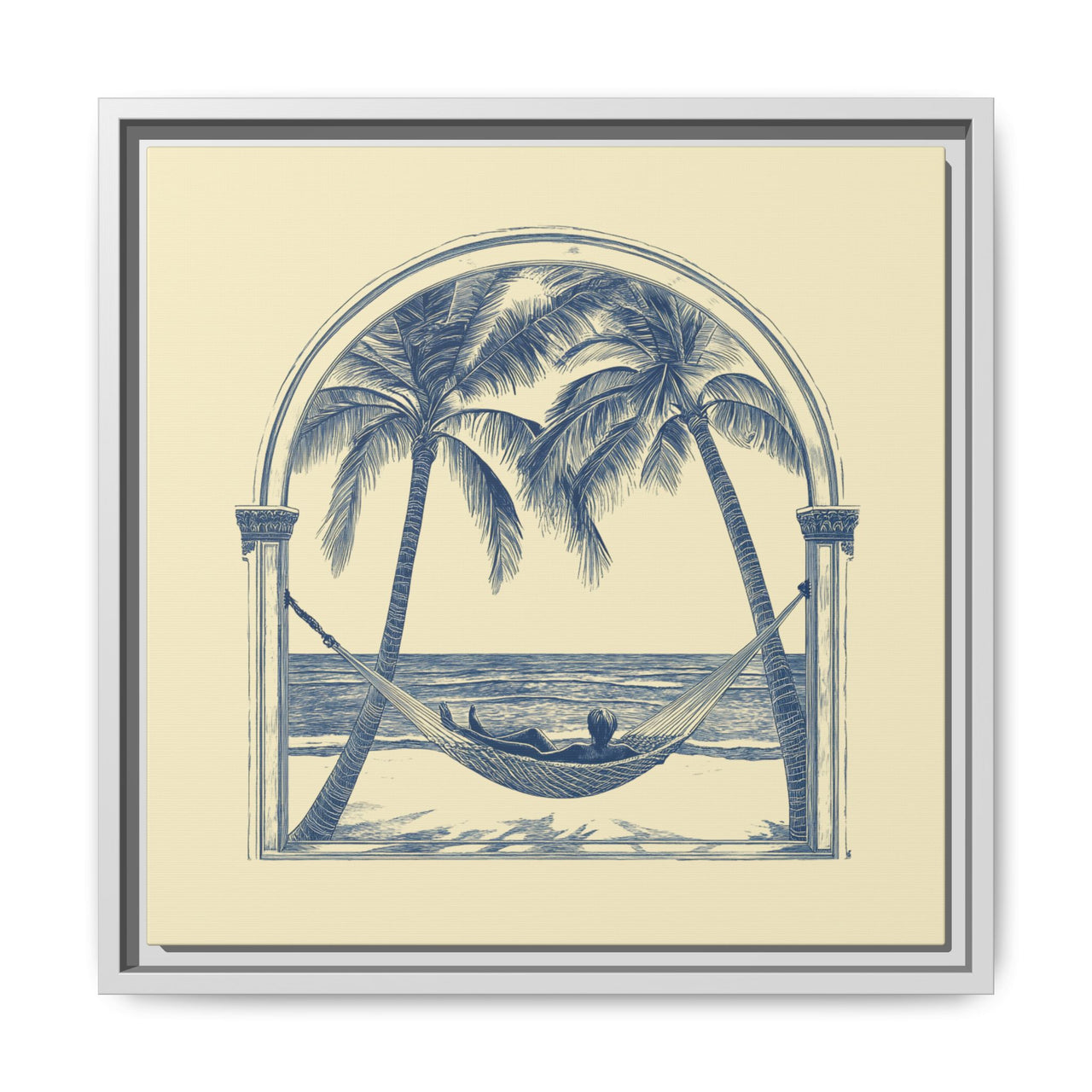Palm Retreat Hammock Canvas Wall Art with Frame
