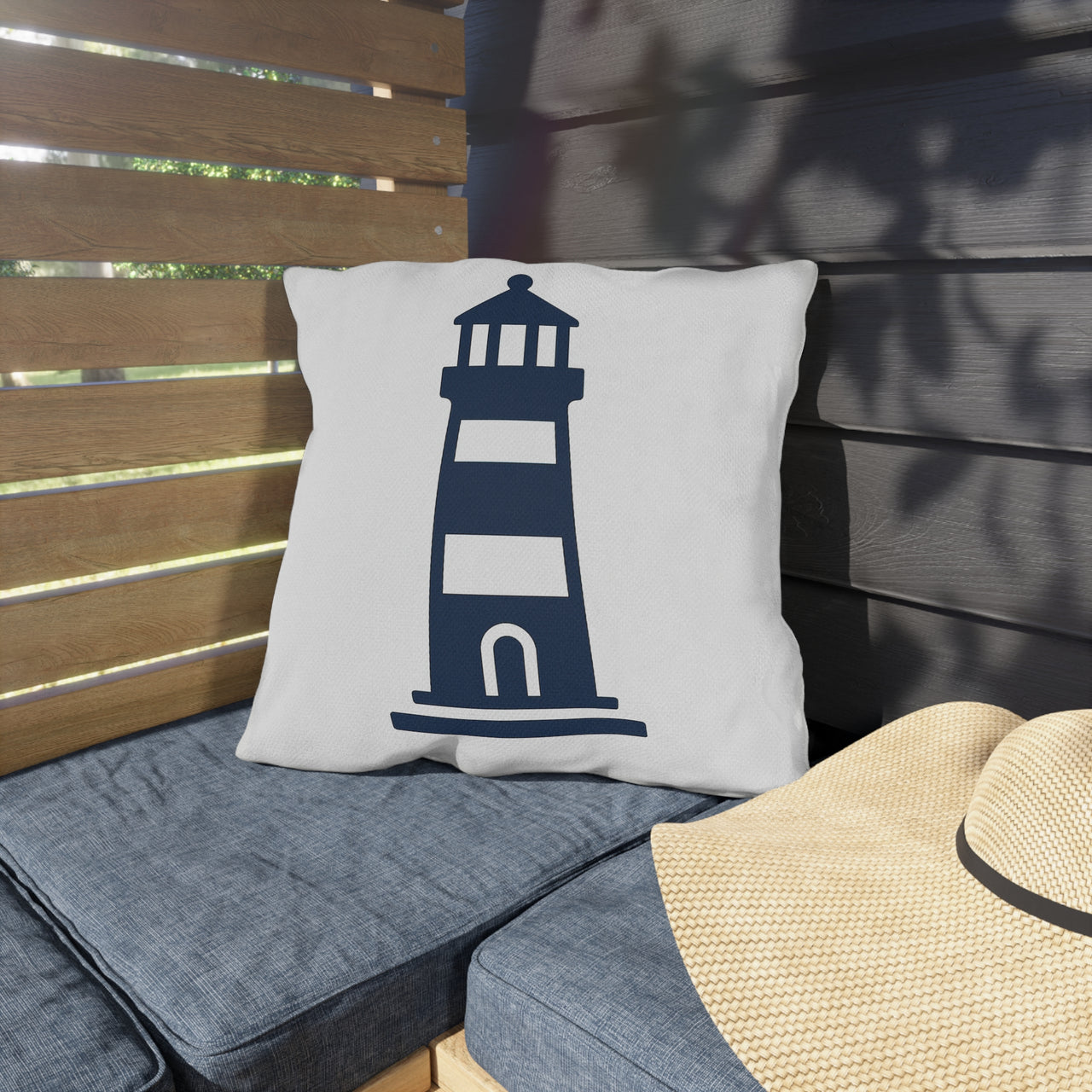 Oceanview Lighthouse Outdoor Throw Pillow