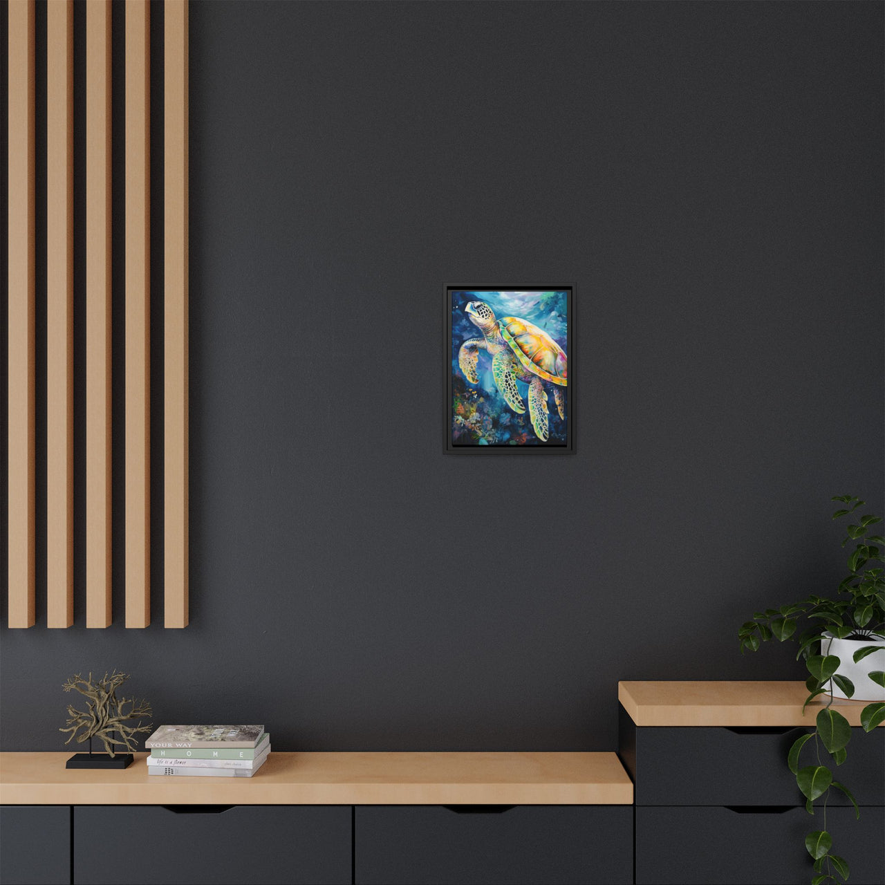 Gliding Turtle Canvas Wall Art with Frame