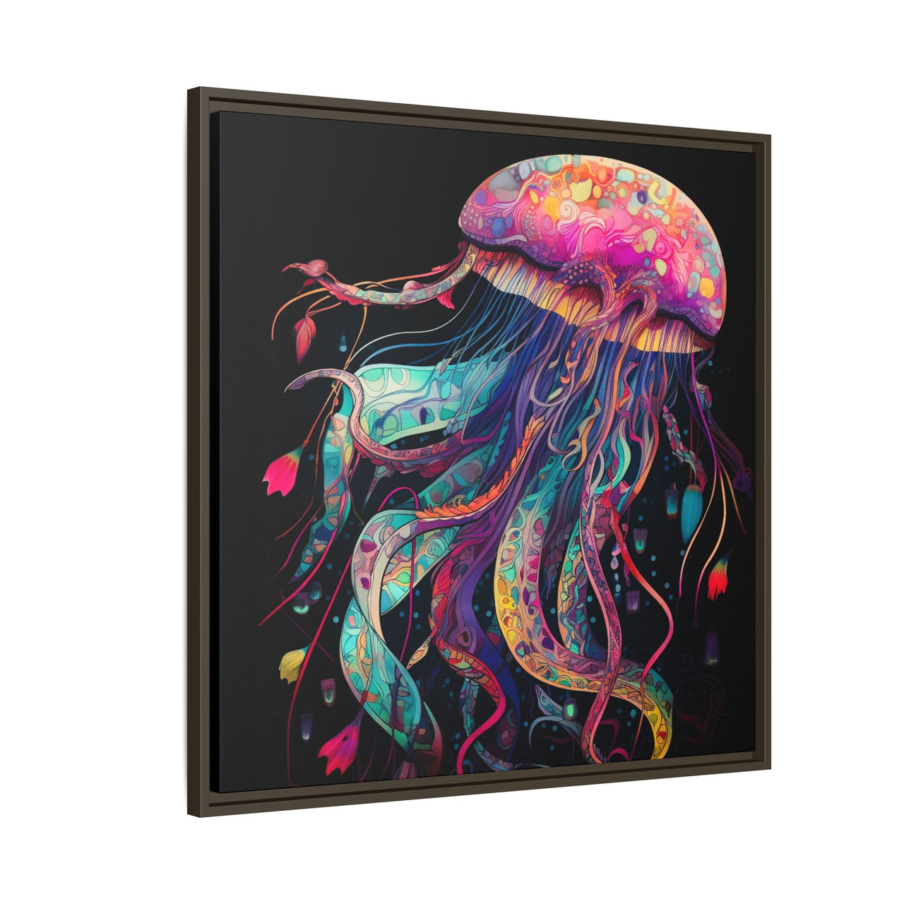 Celestial Drifter Jellyfish Canvas Wall Art with Frame