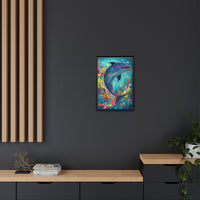 Thumbnail for Ocean Bloom Dolphin Canvas Wall Art with Frame