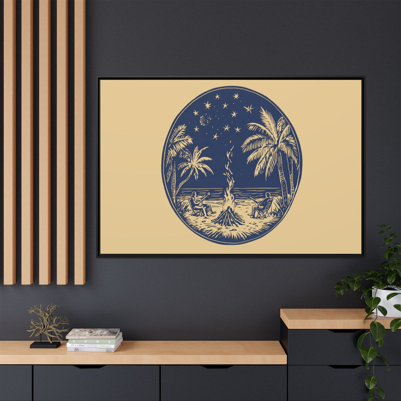 Beachfire Nights Canvas Wall Art with Frame