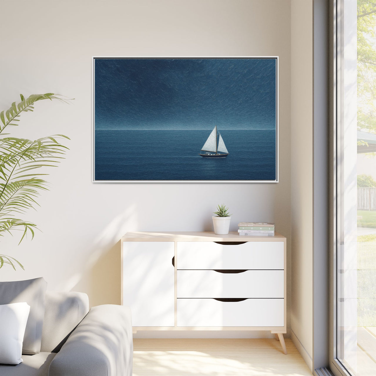 Sail Into Stillness Canvas Wall Art with Frame