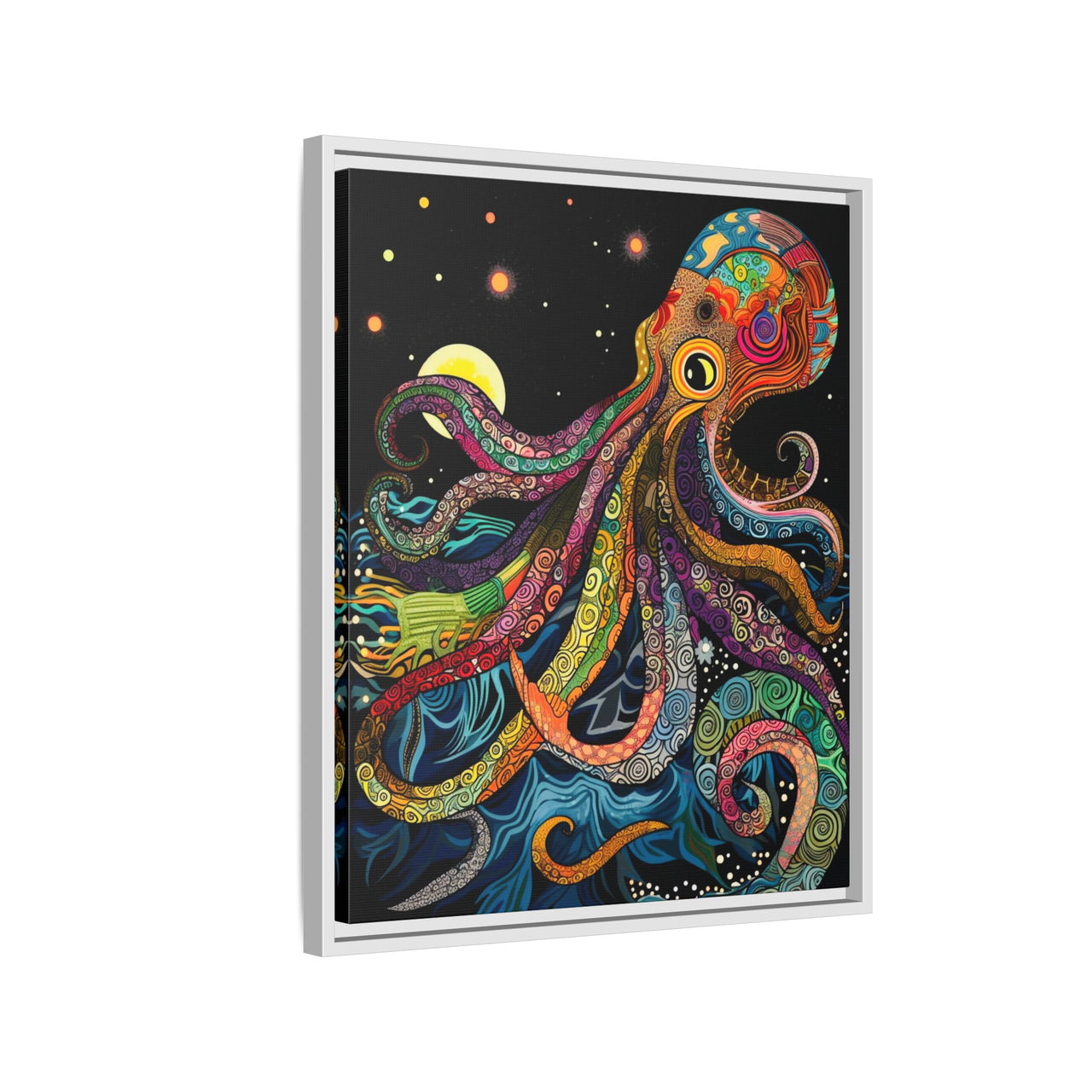 Midnight Depths Octopus Canvas Wall Art with Frame