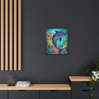 Thumbnail for Ocean Bloom Dolphin Canvas Wall Art with Frame