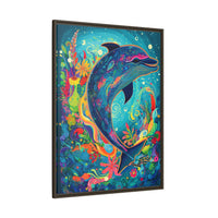 Thumbnail for Ocean Bloom Dolphin Canvas Wall Art with Frame