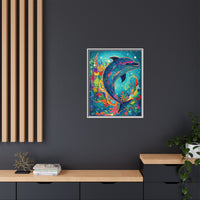 Thumbnail for Ocean Bloom Dolphin Canvas Wall Art with Frame