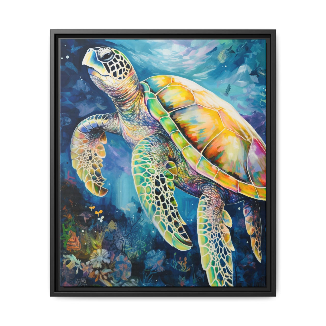 Gliding Turtle Canvas Wall Art with Frame
