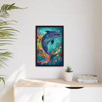 Thumbnail for Ocean Bloom Dolphin Canvas Wall Art with Frame