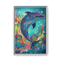 Thumbnail for Ocean Bloom Dolphin Canvas Wall Art with Frame