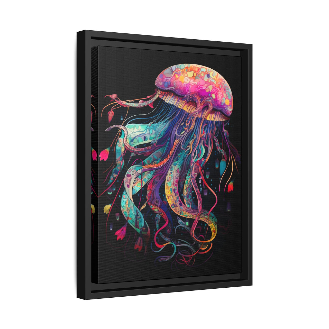 Celestial Drifter Jellyfish Canvas Wall Art with Frame