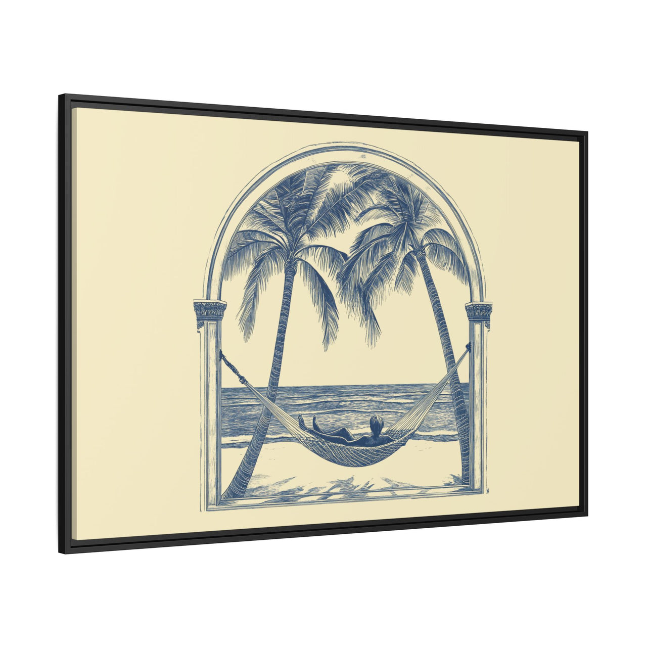 Palm Retreat Hammock Canvas Wall Art with Frame