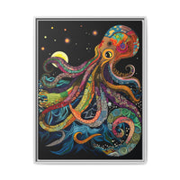 Thumbnail for Midnight Depths Octopus Canvas Wall Art with Frame