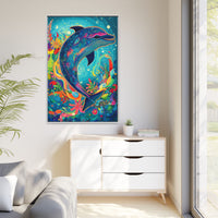 Thumbnail for Ocean Bloom Dolphin Canvas Wall Art with Frame