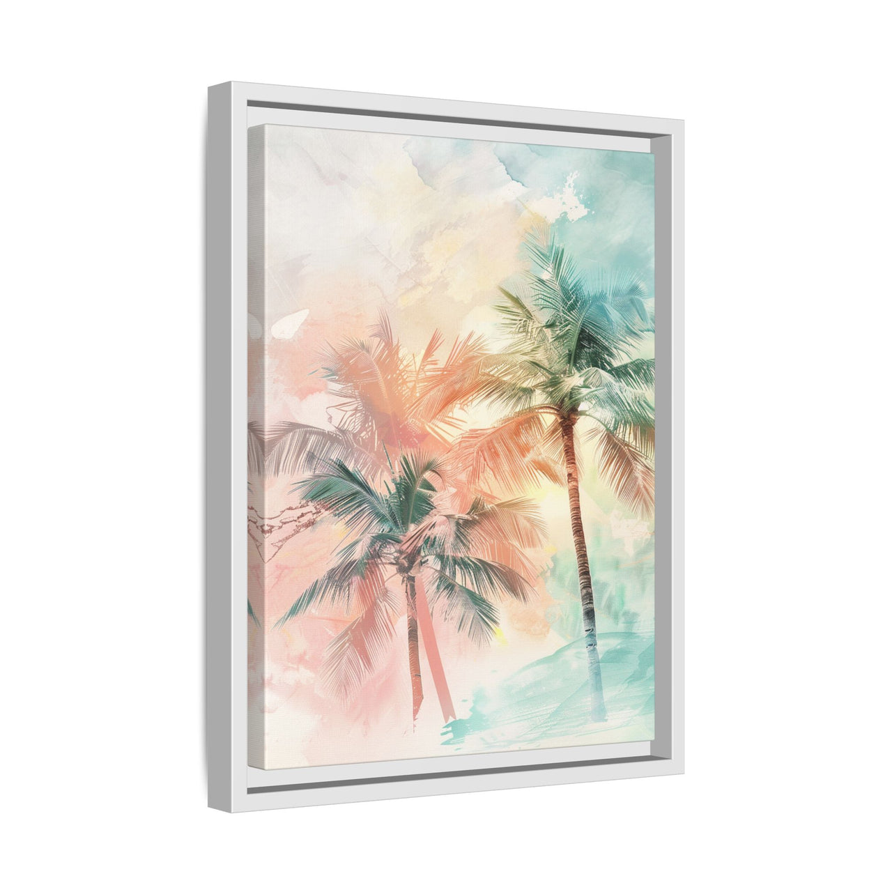 Palm Glow Canvas Wall Art with Frame