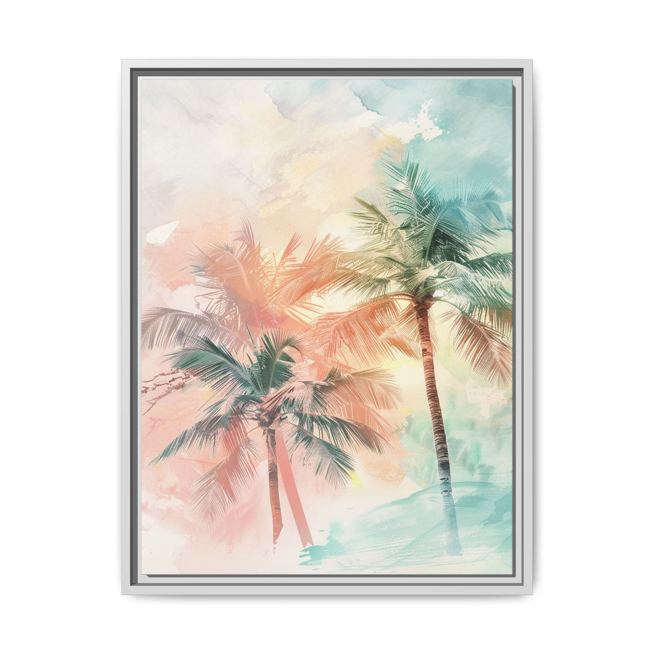 Palm Glow Canvas Wall Art with Frame