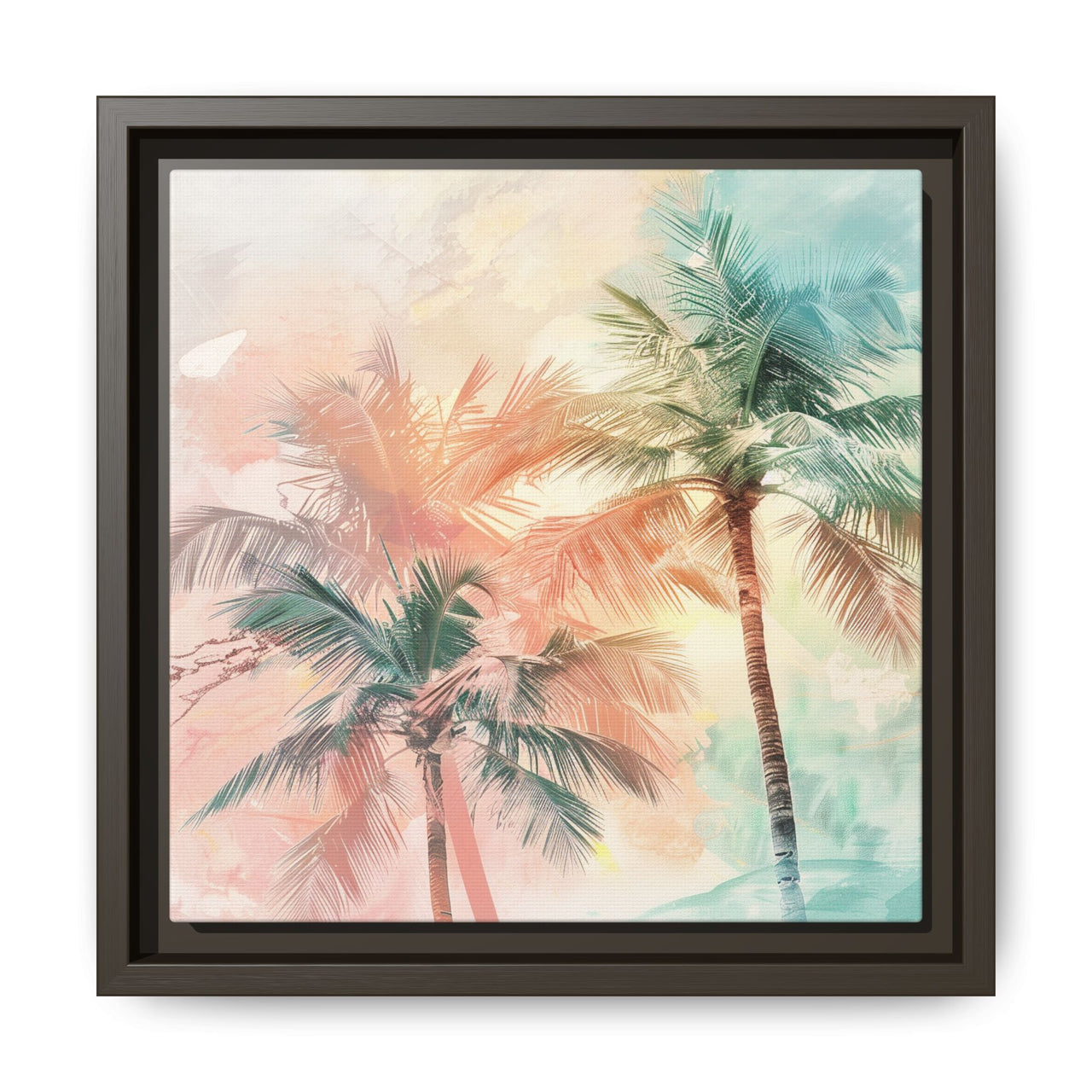 Palm Glow Canvas Wall Art with Frame