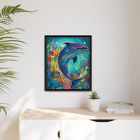 Thumbnail for Ocean Bloom Dolphin Canvas Wall Art with Frame