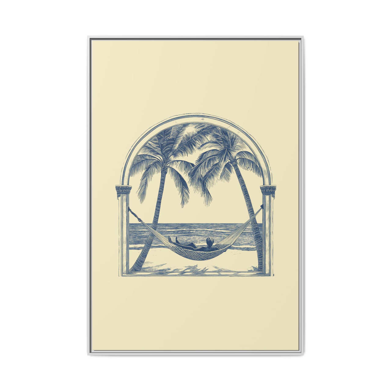 Palm Retreat Hammock Canvas Wall Art with Frame